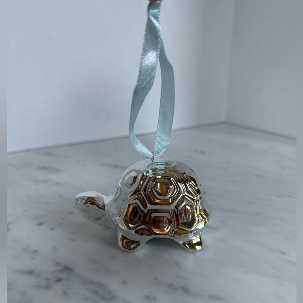 Jonathan Adler Silver Turtle Christmas Ornament